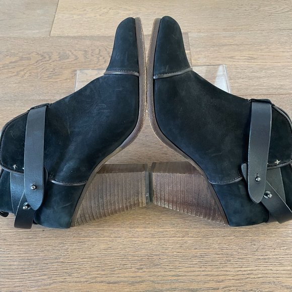Rag & Bone Harrow Booties | Black Suede Wooden Heel | Women's Size 38.5 - Picture 6 of 9